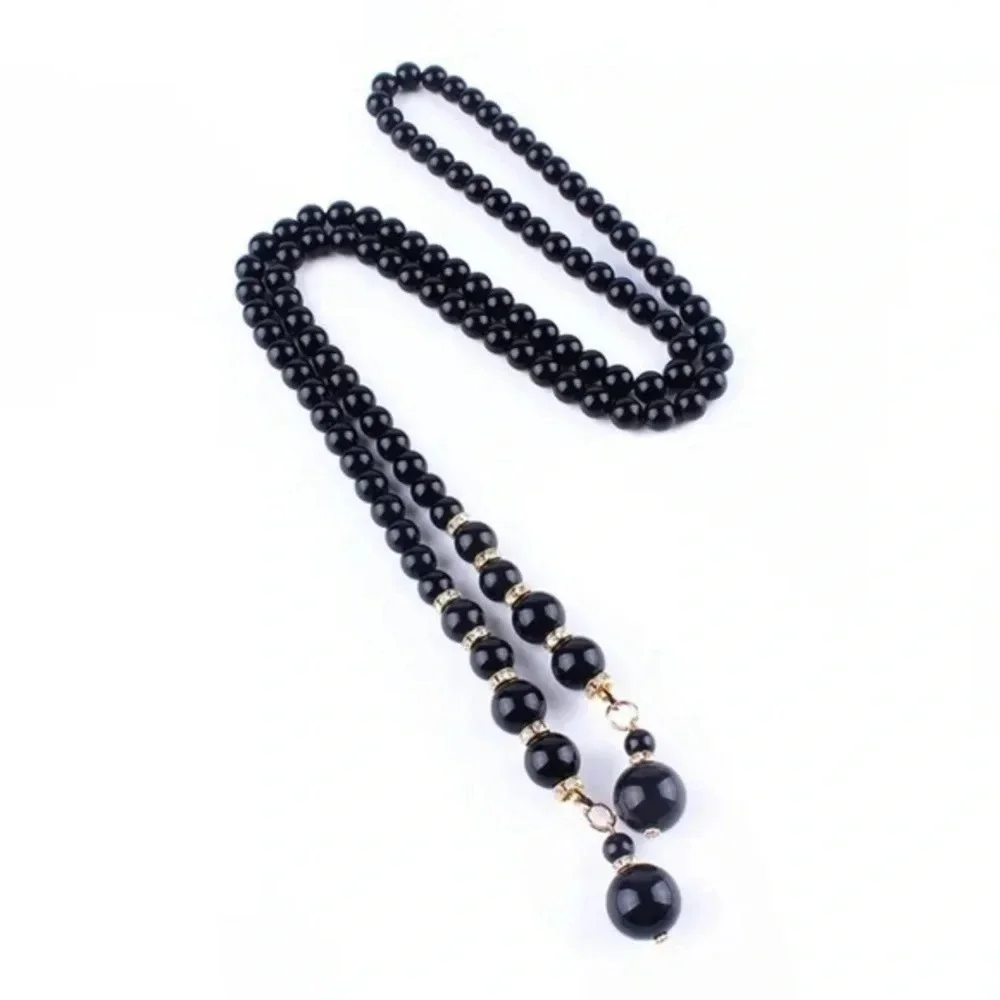 Fashion Women Long Rhinestone Pearl Belt Chain